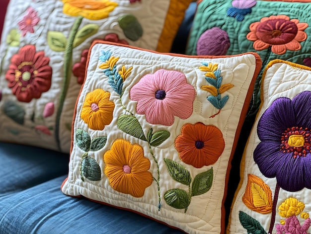 Dekoracyjny haft na poduszce