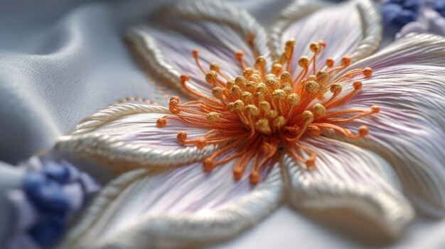 Szczegół haftu kwiatowego